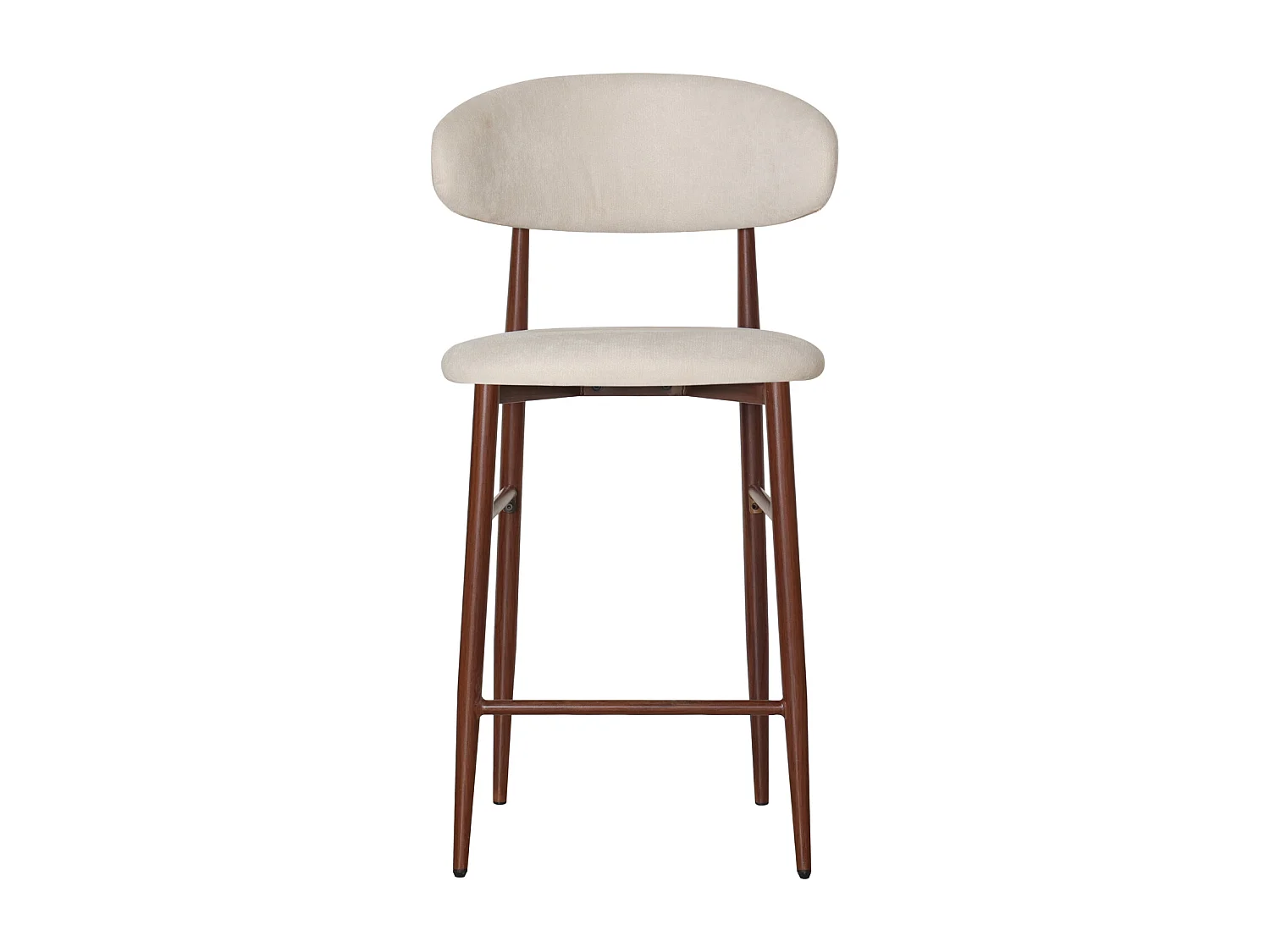 Set van 2 metalen barkrukken met beige en donker houteffect SIMON