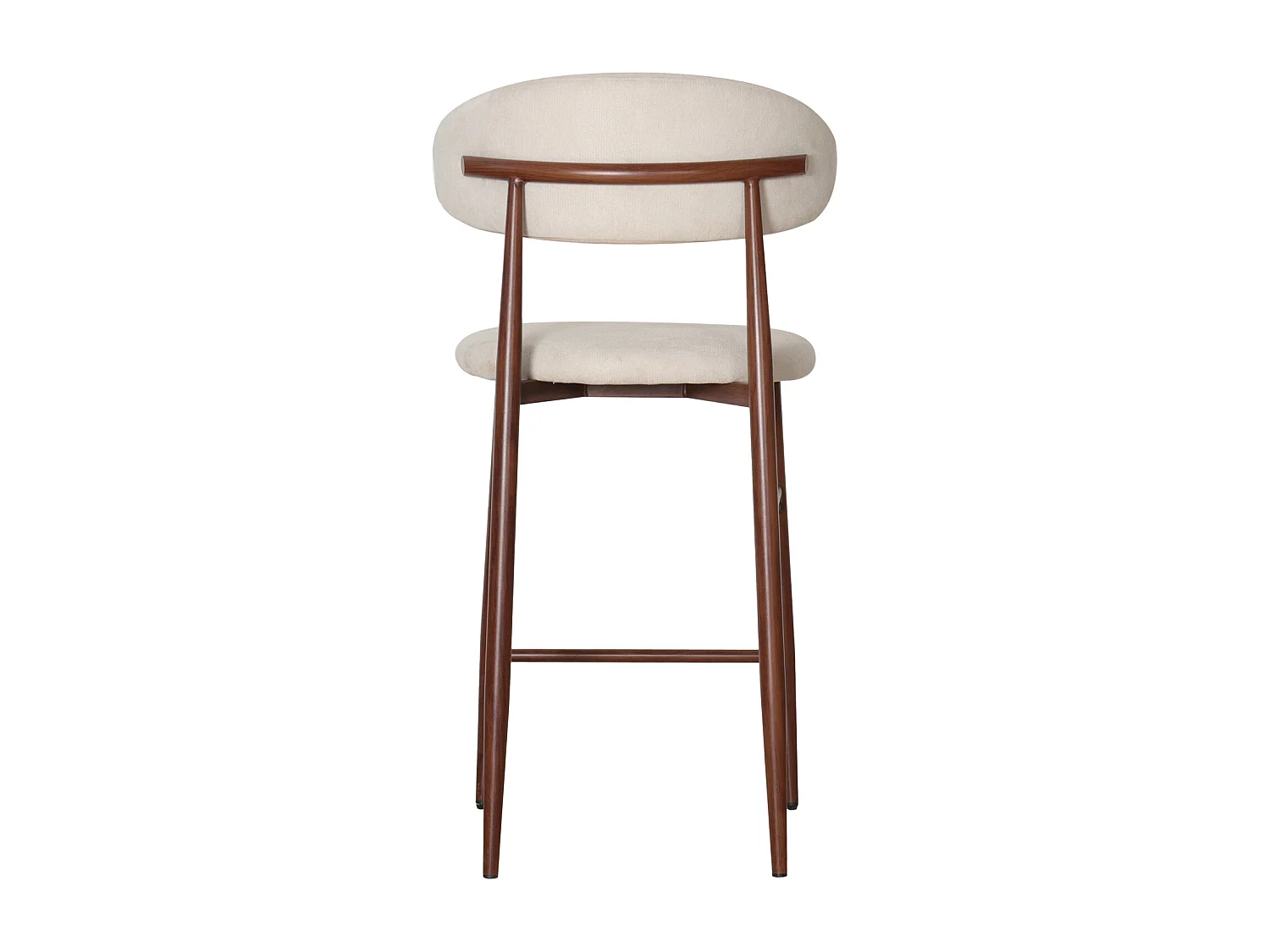 Set van 2 metalen barkrukken met beige en donker houteffect SIMON