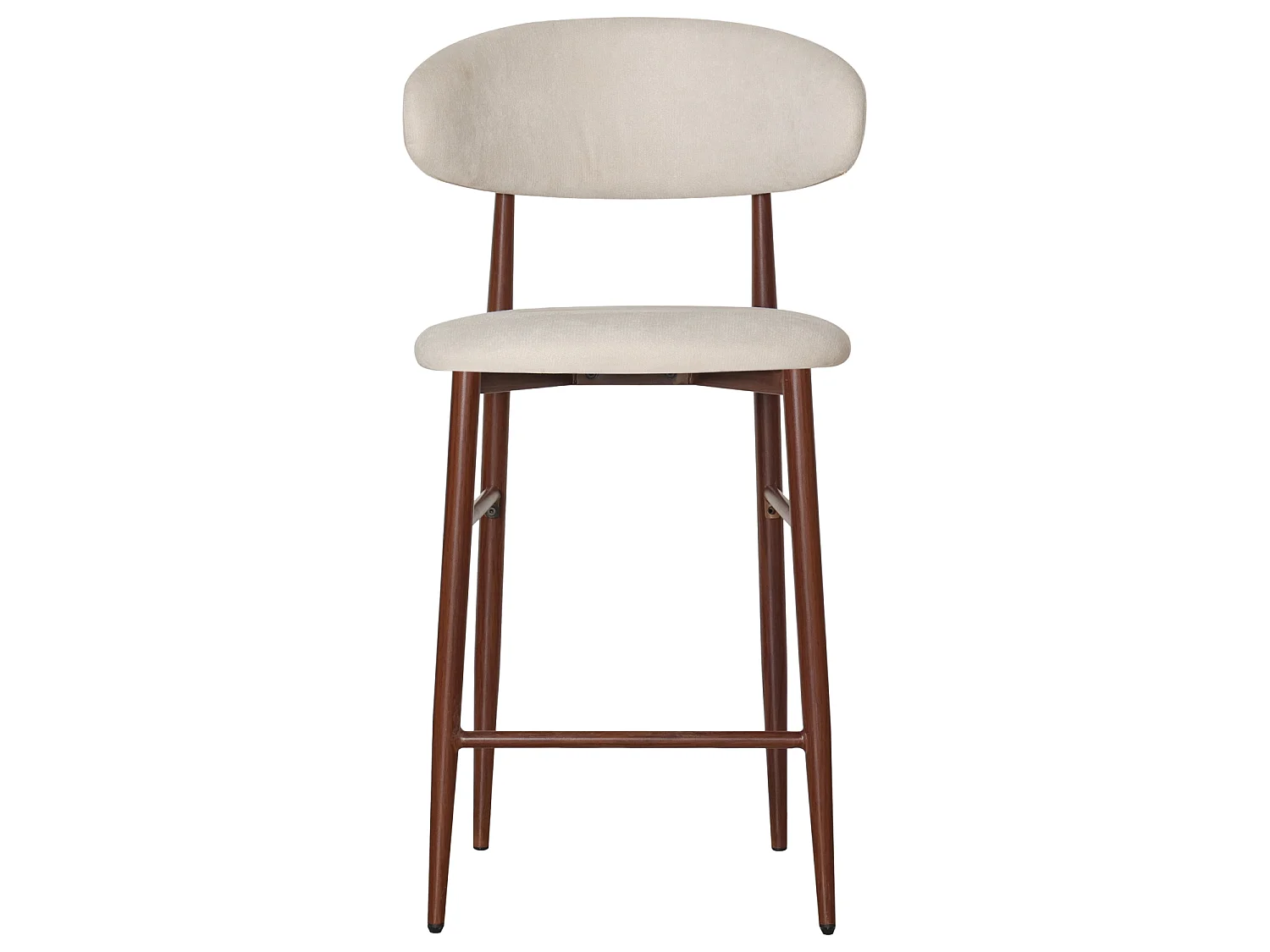 Set van 2 metalen barkrukken met beige en donker houteffect SIMON
