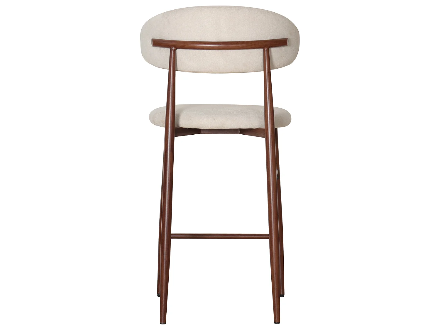 Set van 2 metalen barkrukken met beige en donker houteffect SIMON