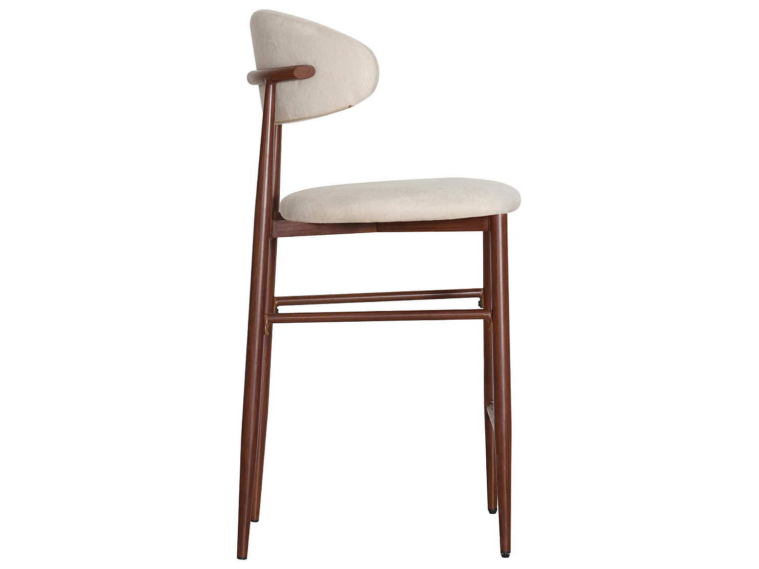 Set van 2 metalen barkrukken met beige en donker houteffect SIMON
