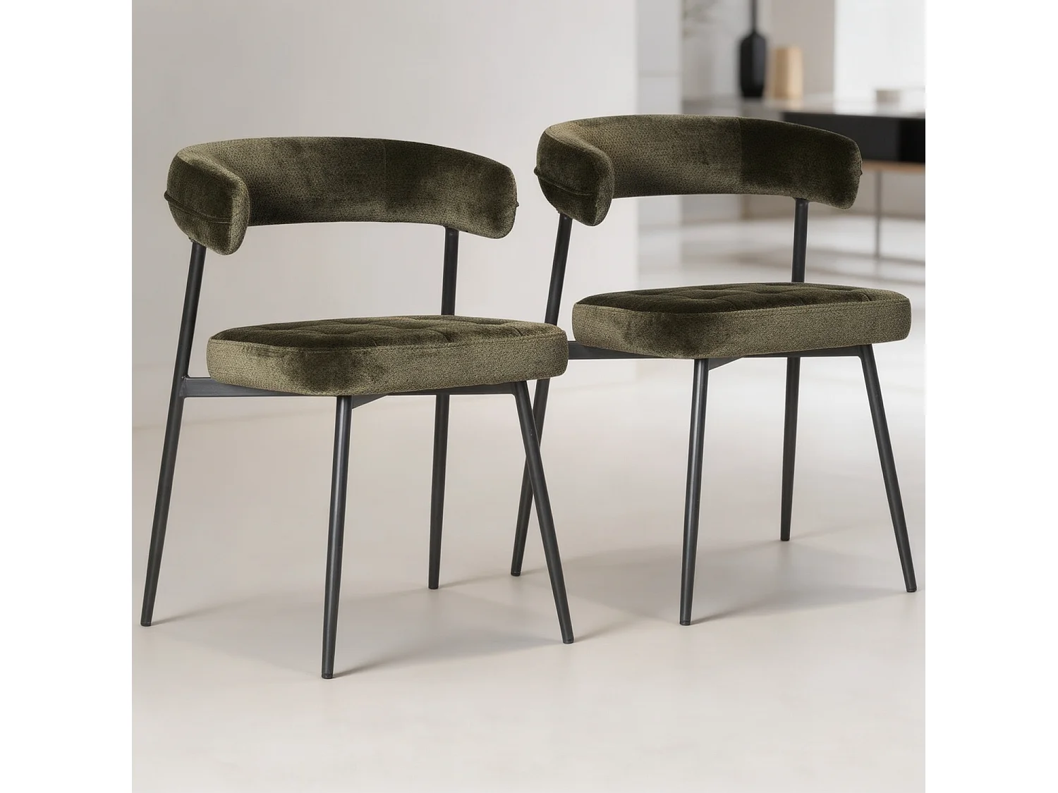 Lot de 2 chaises en tissu vert THEA - HAPPY GARDEN