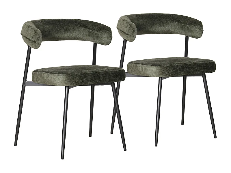 Lot de 2 chaises en tissu vert THEA - HAPPY GARDEN