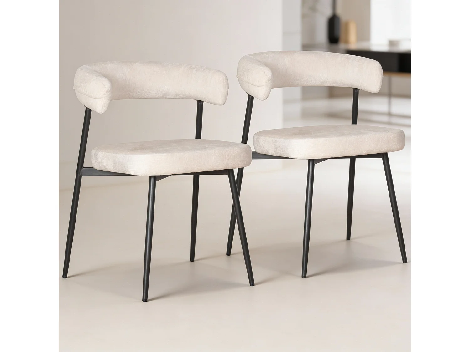 Lot de 2 chaises en tissu beige THEA - HAPPY GARDEN