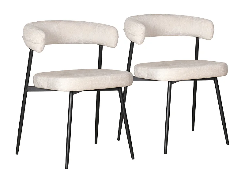 Lot de 2 chaises en tissu beige THEA - HAPPY GARDEN