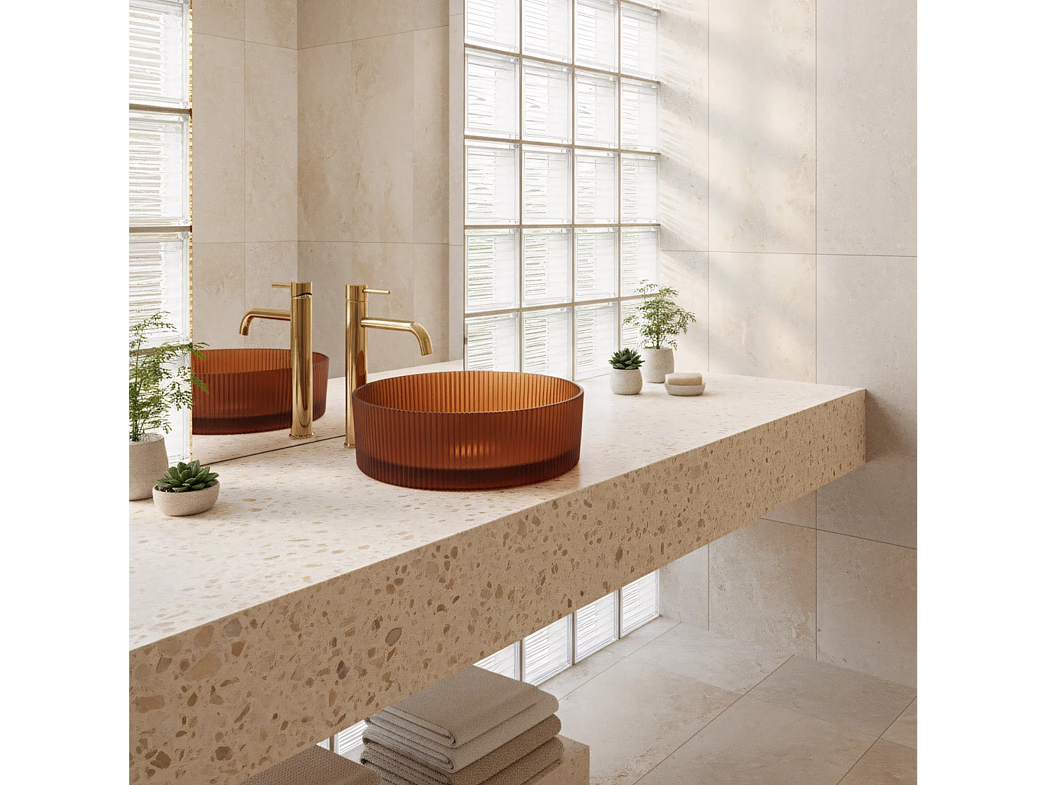 Opzetwastafel Rea Suri Brown