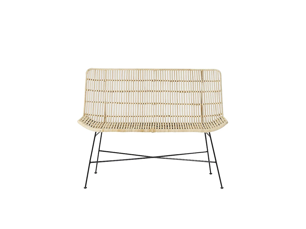 Banquette en rotin et pieds en métal