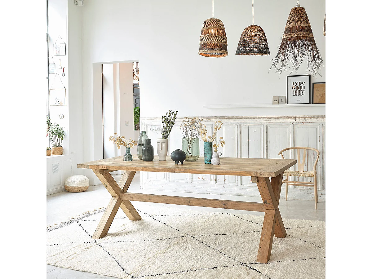 Table en bois de teck recyclé 6 pers.