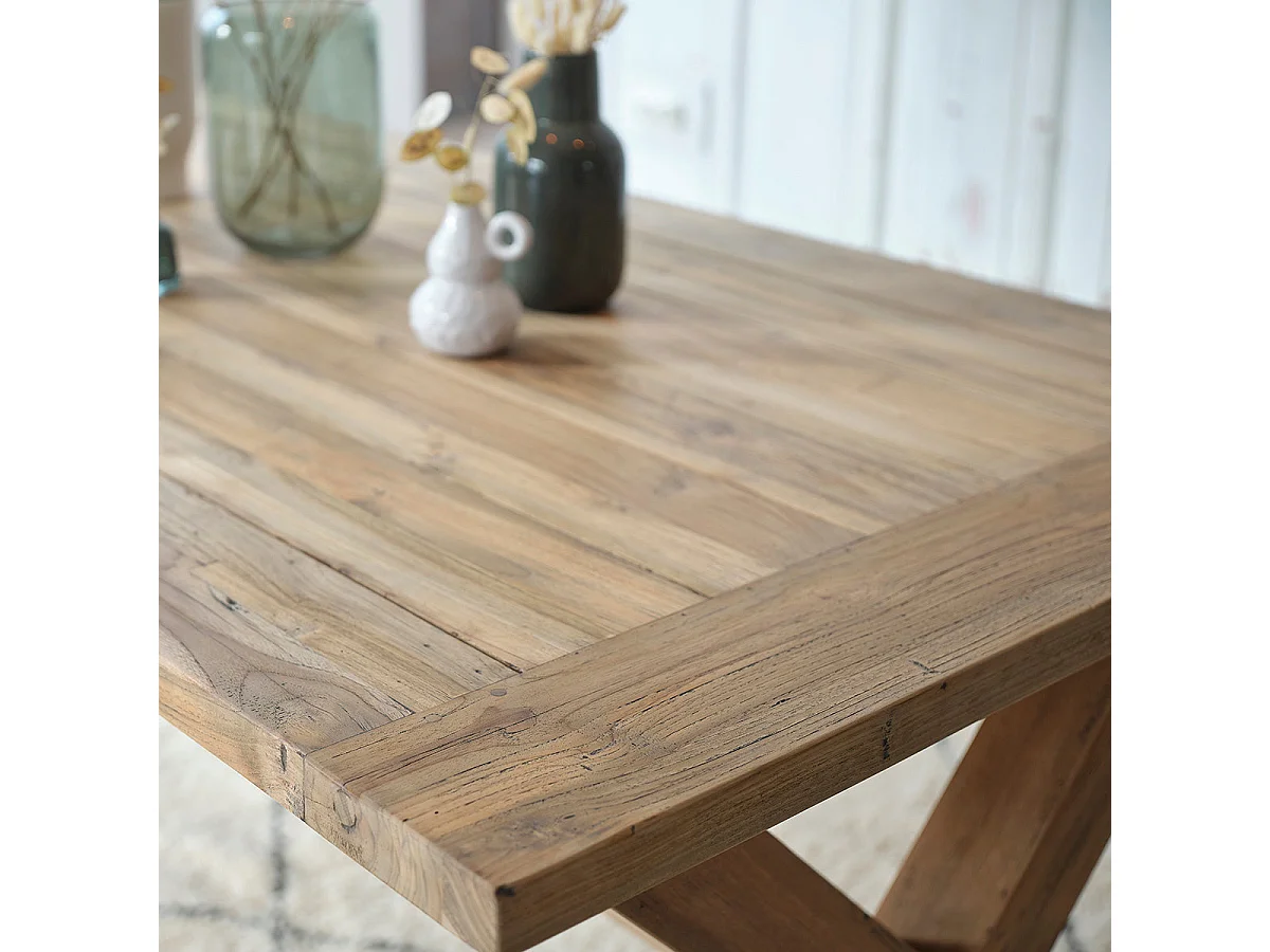 Table en bois de teck recyclé 6 pers.