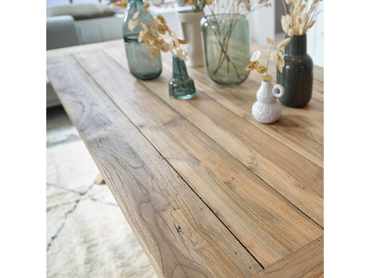 Table en bois de teck recyclé 6 pers.