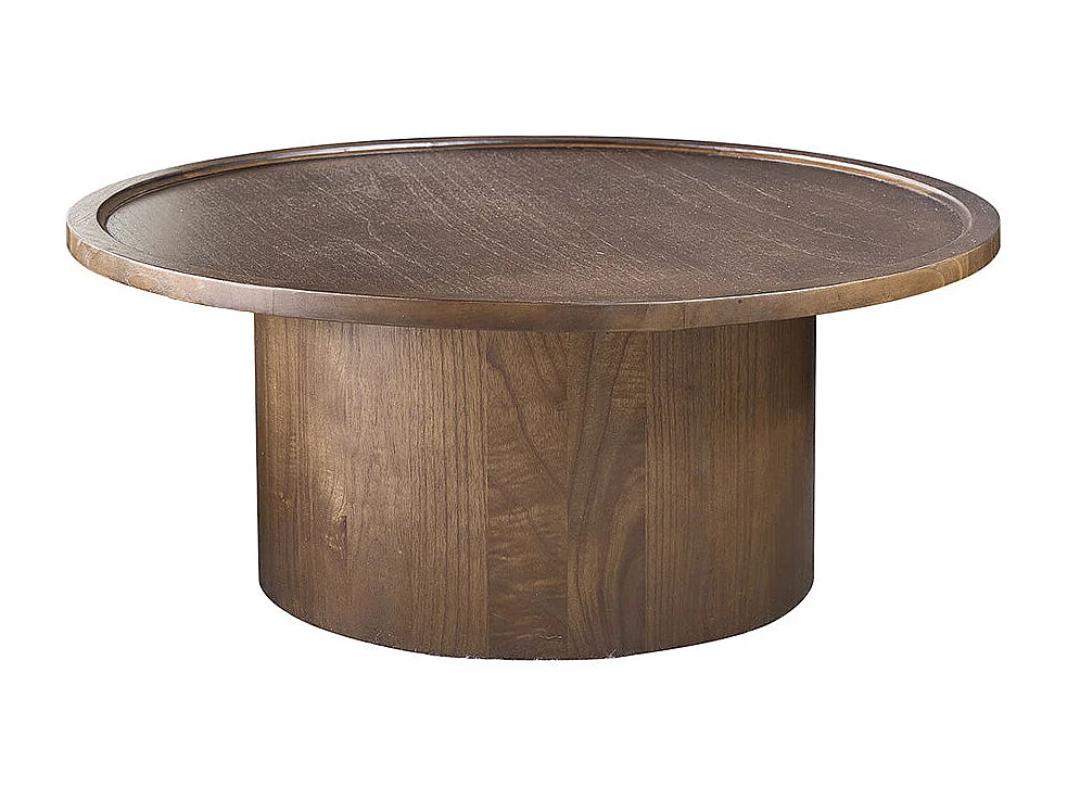 Tavolino rotondo in mindi massello con finitura in noce Ø 100 cm