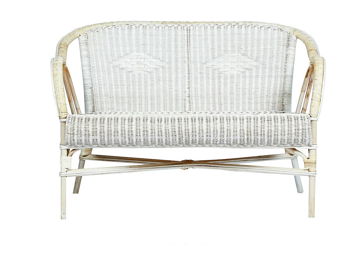 Banquette en rotin naturel vintage