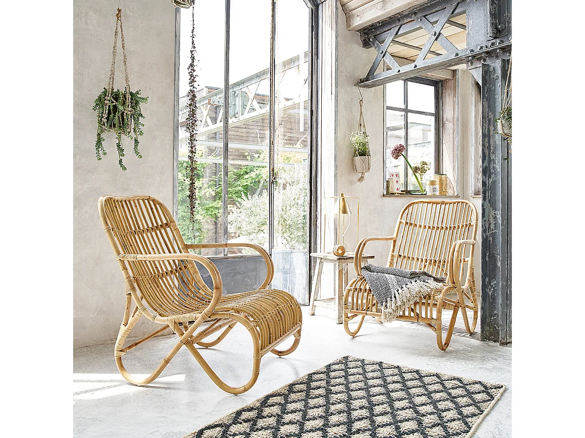 Lot de 2 fauteuils en rotin naturel