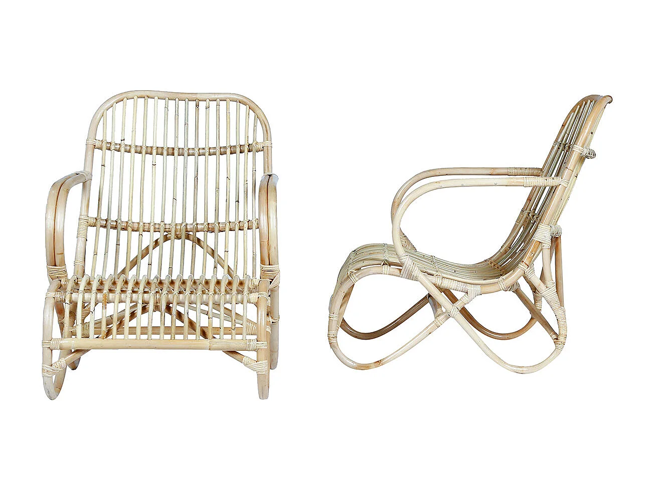 Lot de 2 fauteuils en rotin naturel