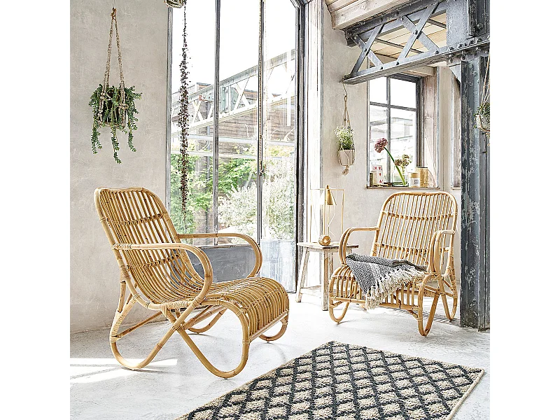Lot de 2 fauteuils en rotin naturel