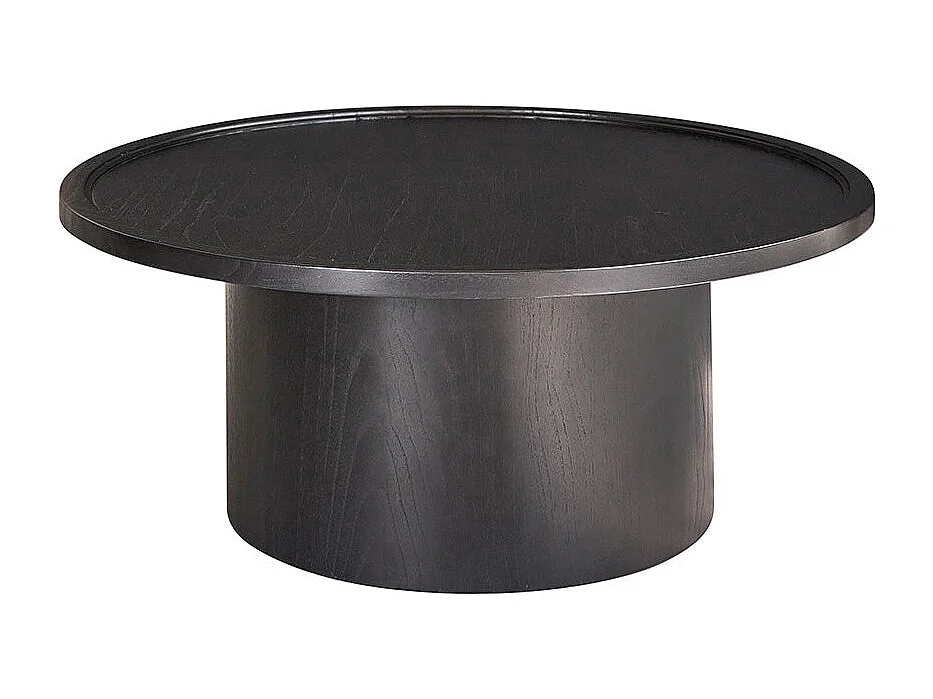 Mesa de centro redonda de mindi macizo negro ø 100 cm