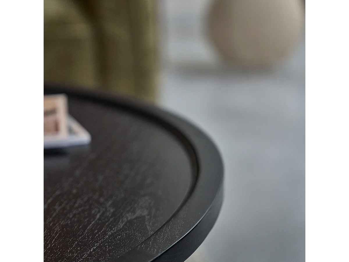 Mesa de centro redonda de mindi macizo negro ø 100 cm