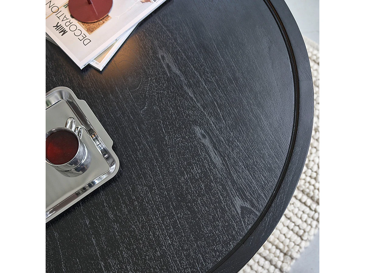 Mesa de centro redonda de mindi macizo negro ø 100 cm