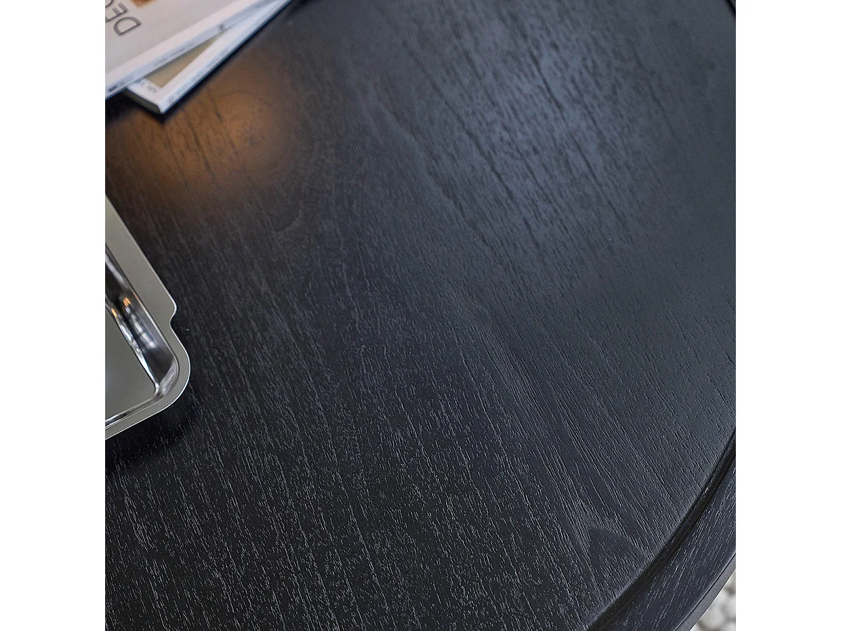 Mesa de centro redonda de mindi macizo negro ø 100 cm