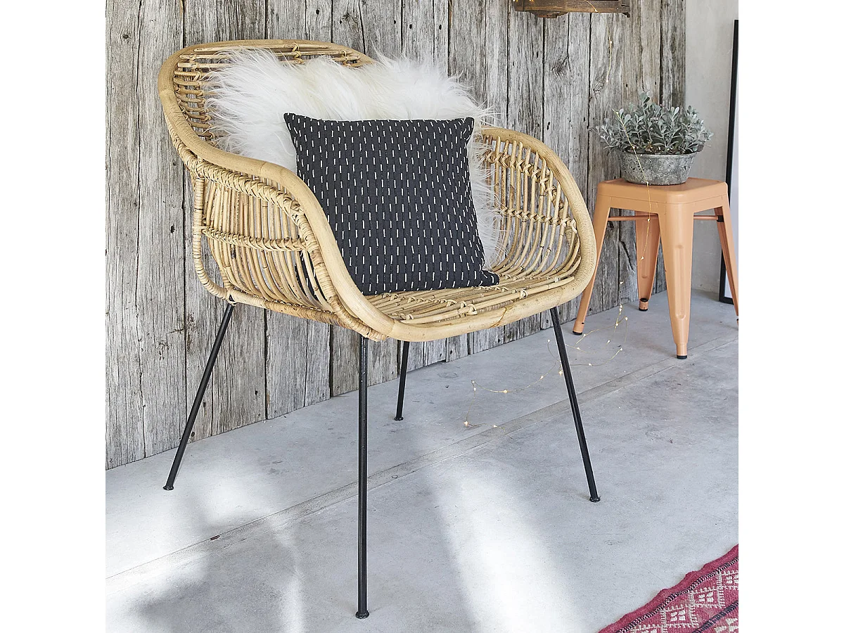 Fauteuil en rotin et métal