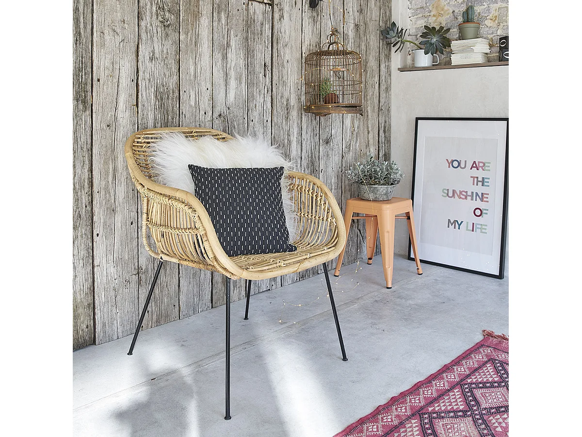 Fauteuil en rotin et métal