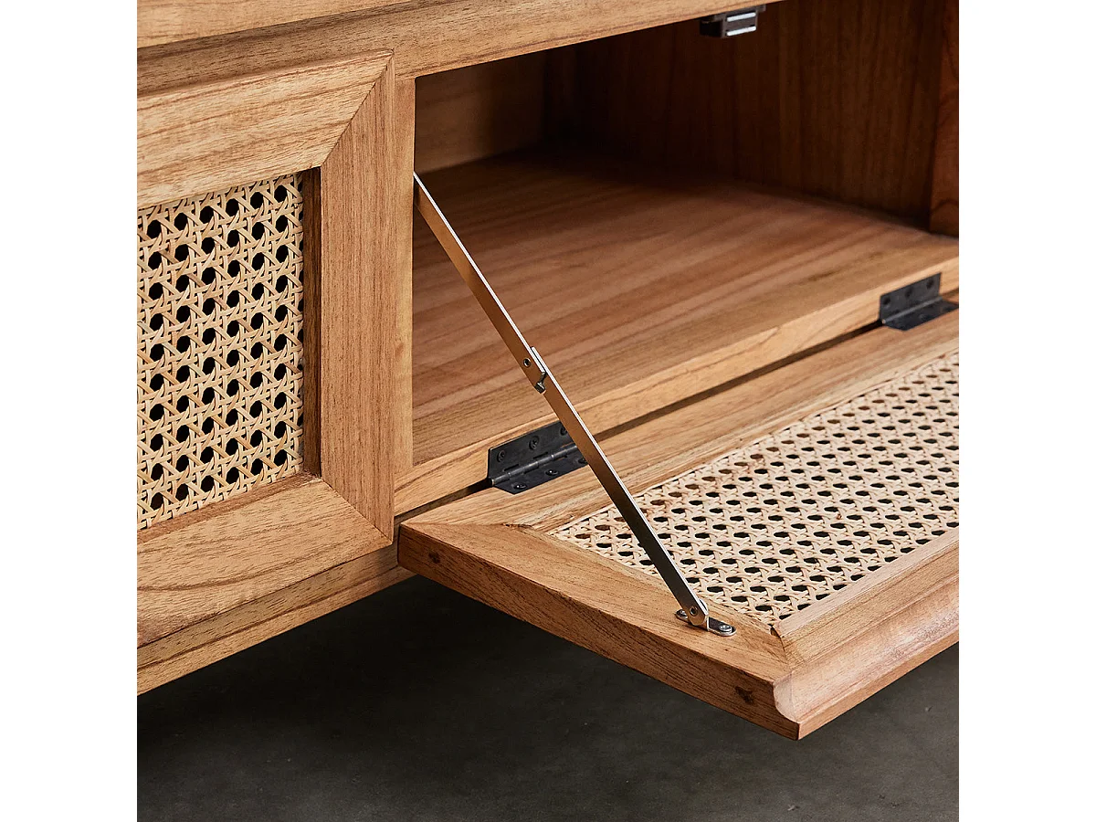 Mobile TV in mindi massello e vimini 160 cm