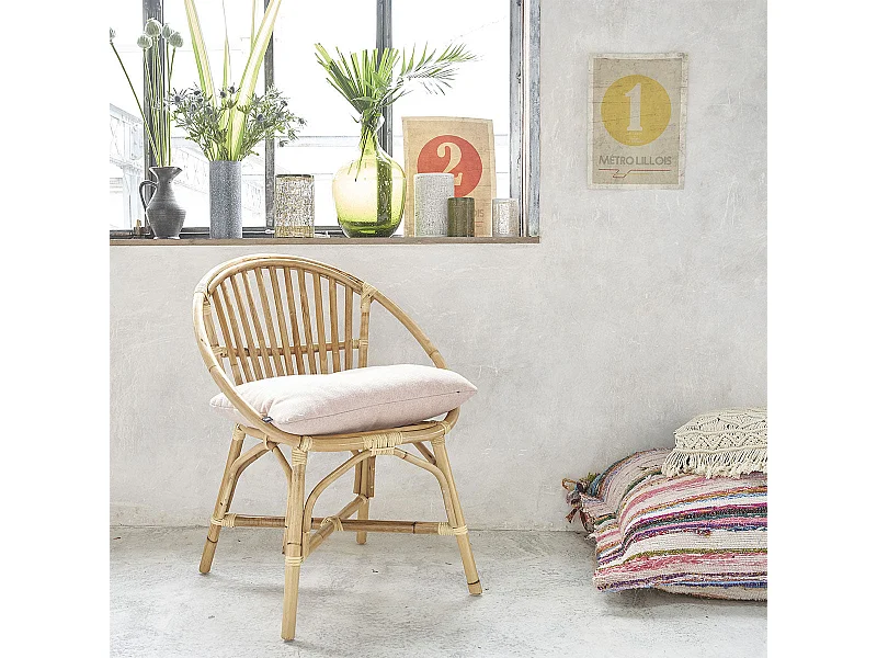Fauteuil bohème en rotin naturel