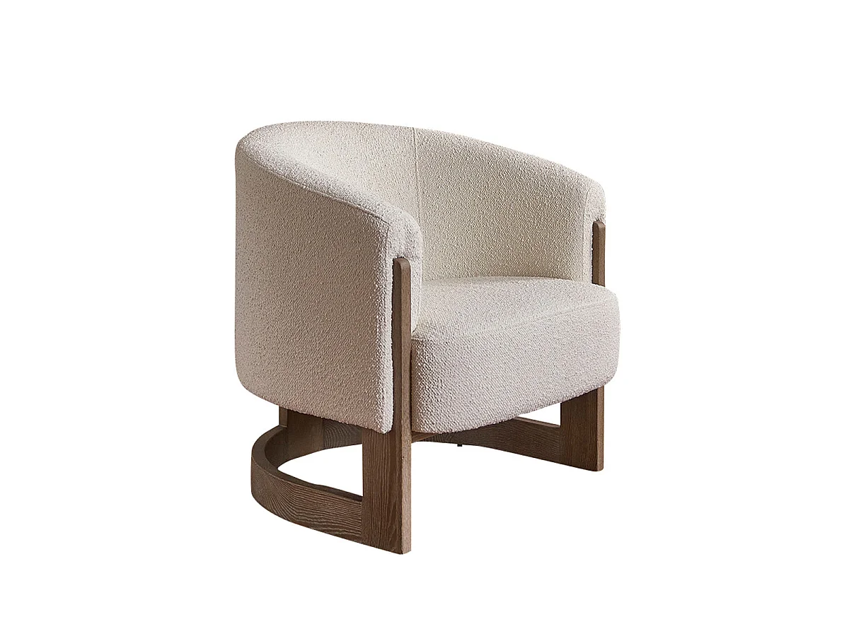 Fauteuil en chêne massif et bouclette