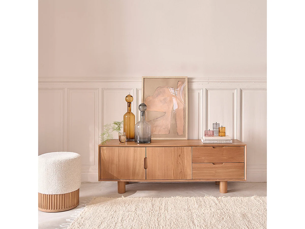 Mueble de TV de teca maciza de 150 cm