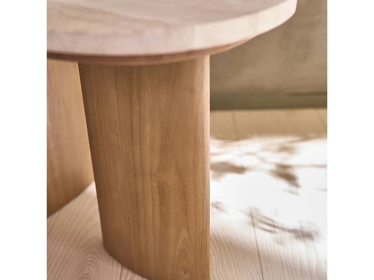 Mesa auxiliar de teca maciza y mármol orgánico