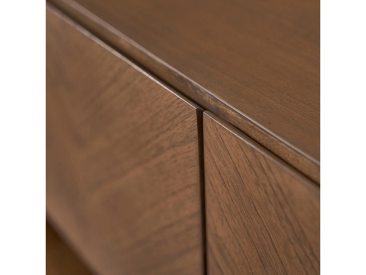 Mueble de TV de mindi macizo con patas de metal 160 cm