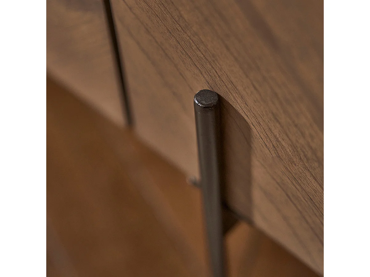 Mueble de TV de mindi macizo con patas de metal 160 cm