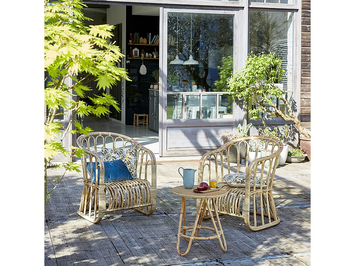 Lot de 2 fauteuils en rotin naturel