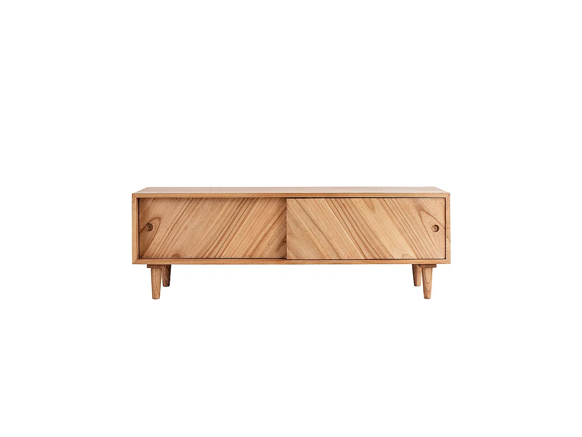 Meuble TV en bois massif 135 cm 2 portes