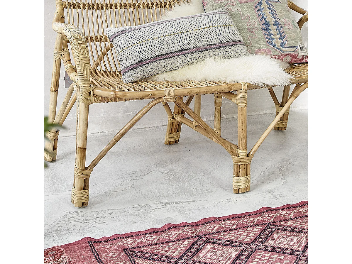 Banquette en rotin naturel vintage