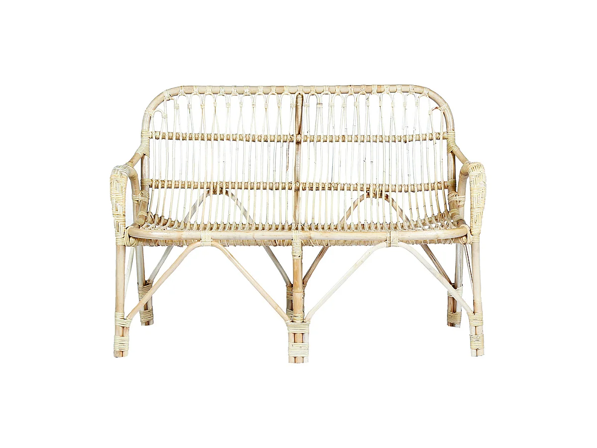 Sedia bistrot in mogano bianco e rattan