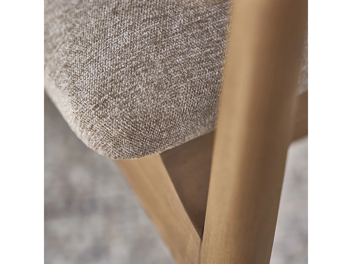 Fauteuil en teck massif , cannage et tissu