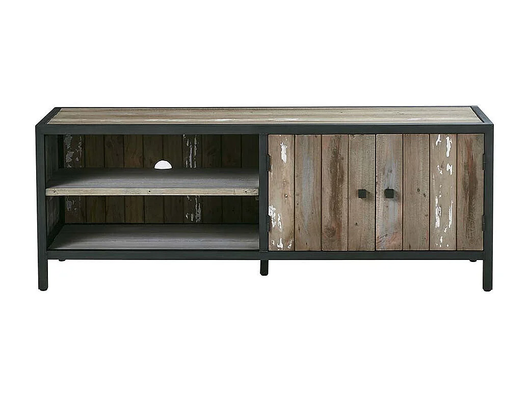 Meuble TV en bois recyclé et métal 150 cm