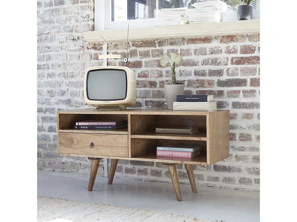 Meuble TV en mindi massif 110 cm