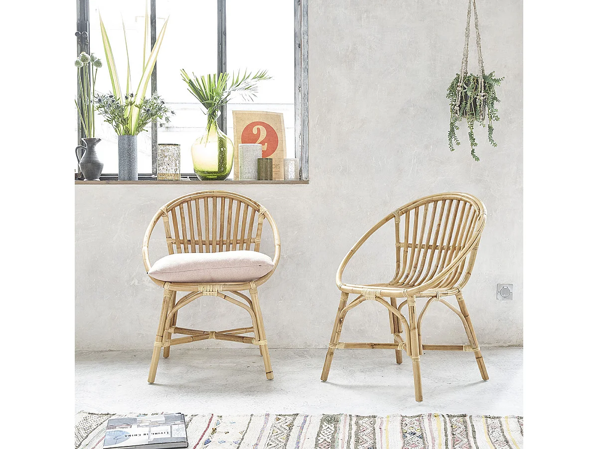 Lot de 2 fauteuils en rotin naturel