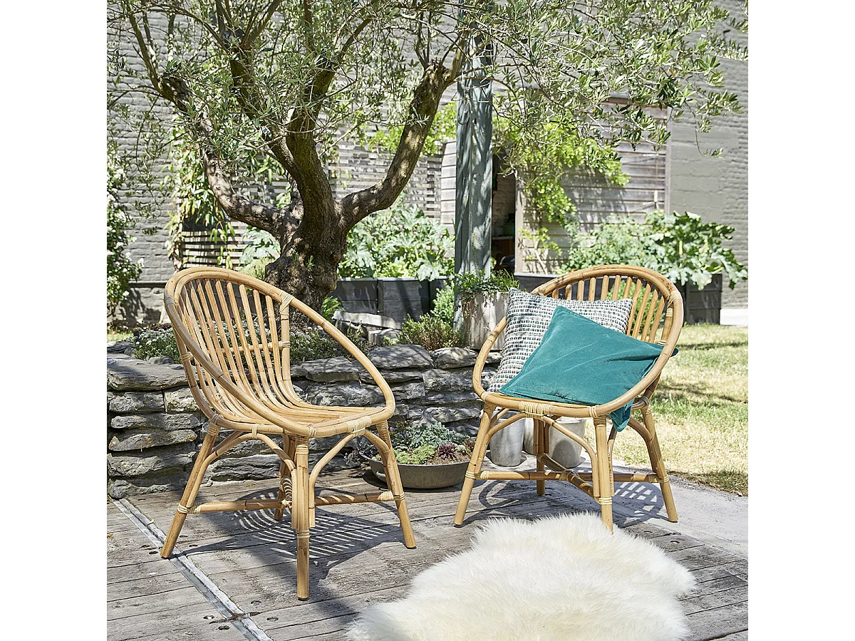 Lot de 2 fauteuils en rotin naturel