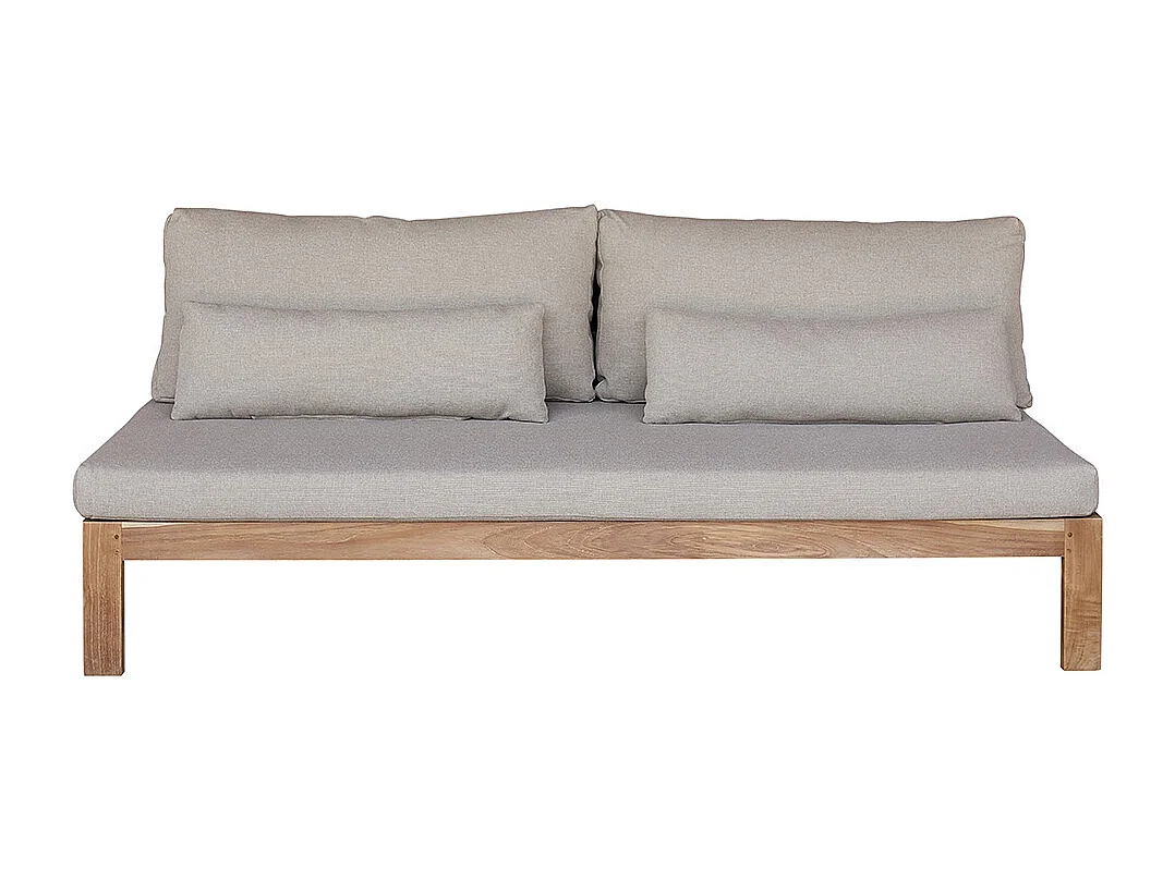 Canapé de jardin en teck massif et tissu Taupe TOUQUET