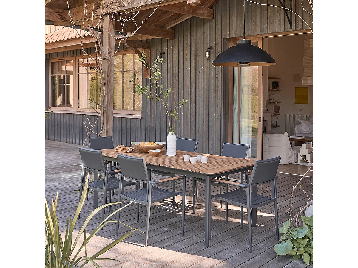 Table de jardin en teck et aluminium 200 cm