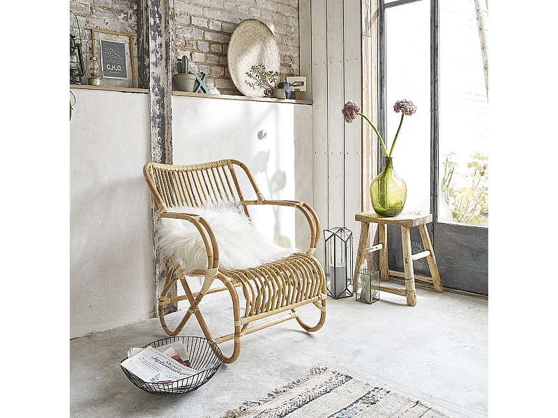 Fauteuil en rotin naturel vintage