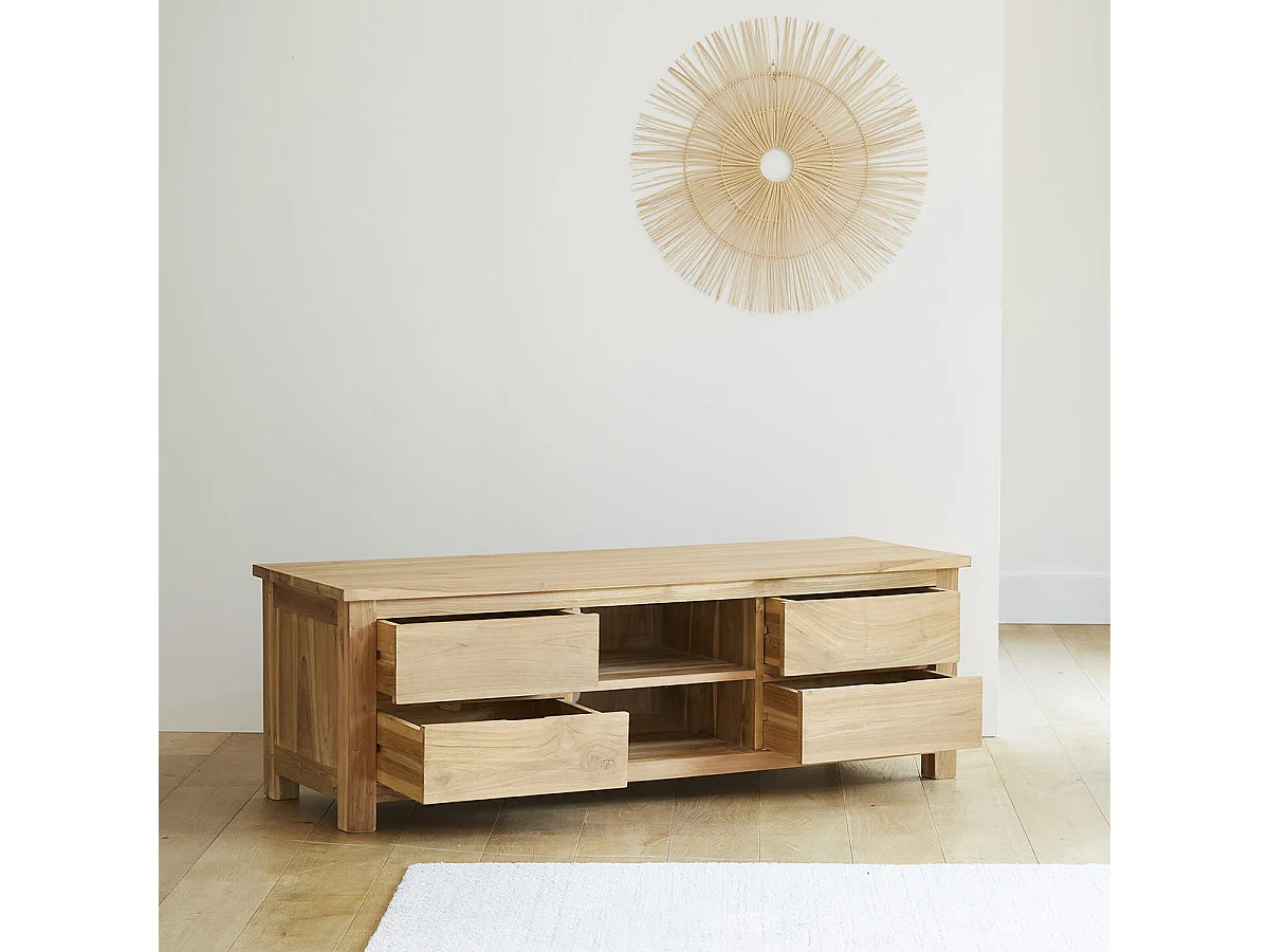 Mueble de TV de teca maciza de 150 cm