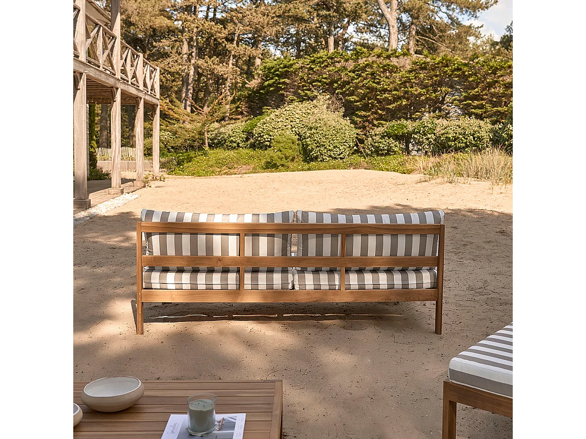 Canapé de jardin en teck massif rayé