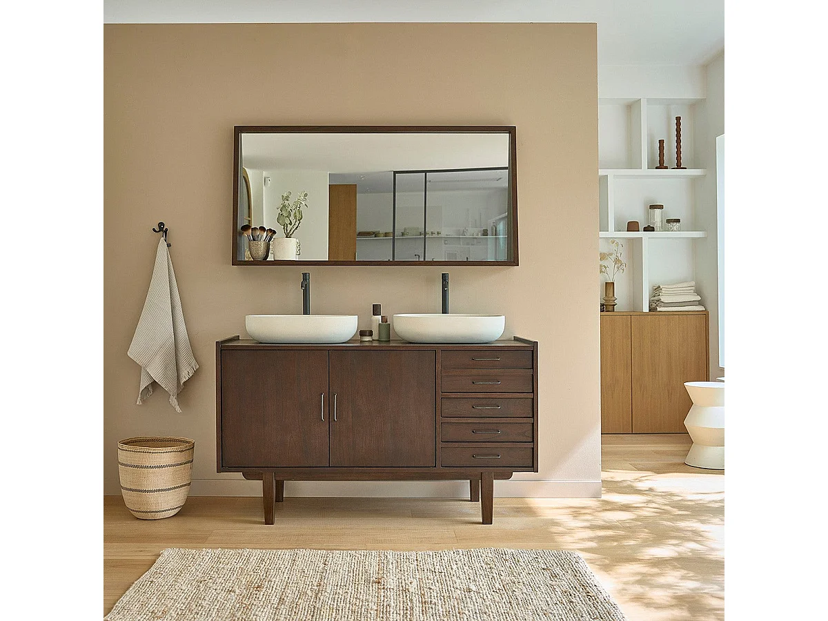 Panca da giardino in teak massello e corda beige