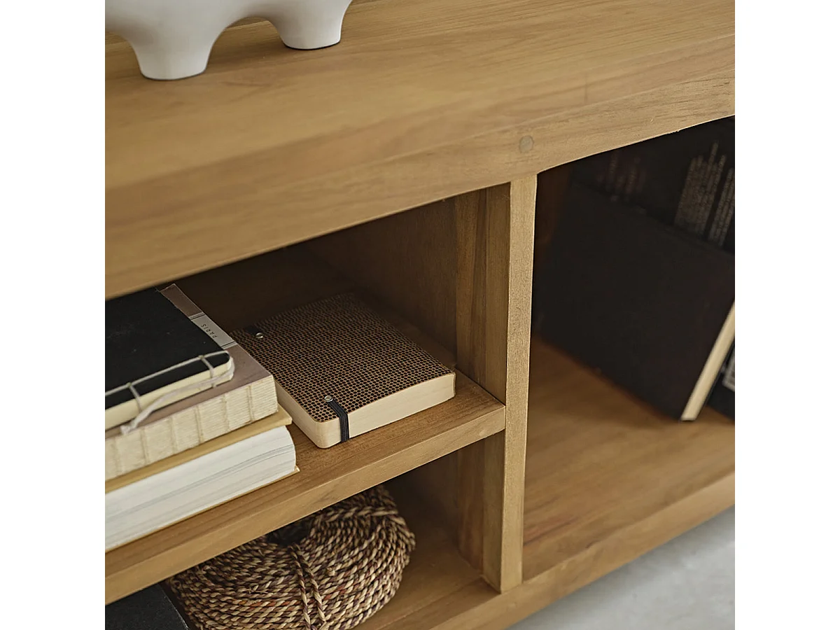 Mueble de TV de teca maciza de 150 cm
