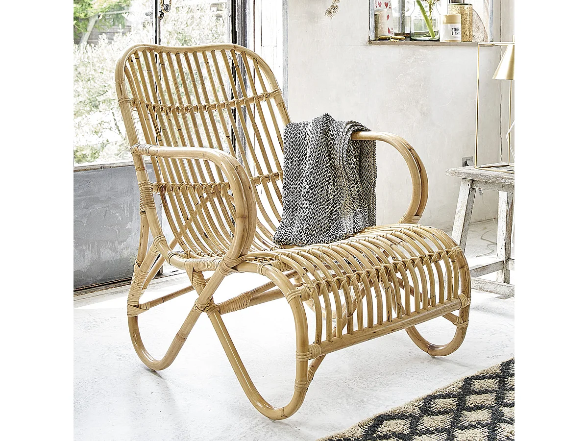 Fauteuil bohème en rotin naturel