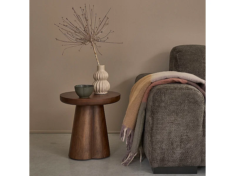 Table d'appoint en bois de manguier ronde